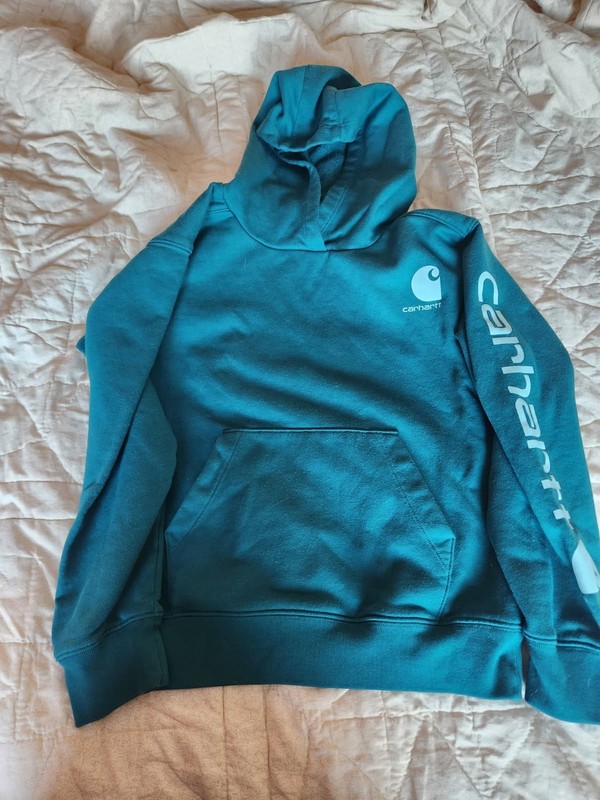 Carhartt girls logo pullover sweatshirt XS7 teal