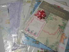 ​7 Vtg Gift Wrap Lot NOS Sealed American Greetings Hallmark Gibson Baby Bridal