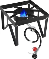 80,000 BTU Propane Burner Heavy-Duty Outdoor Stove Adjustable 0-10 PSI Regulator