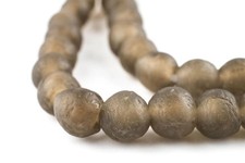 Dark Brown Recycled Glass Beads 11mm Ghana African Sea Glass Round Large Hole