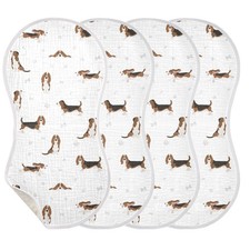YYZZH Basset Hound Dog Pattern Muslin Burp Cloths for Baby 4 Pack Soft 100 C...