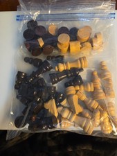 Wood Chess And Checkers Game Pieces Only Complete Sets