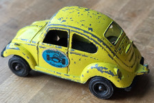 Vintage Tootsietoy Racing, Yellow Diecast 1969 Volkswagen Sedan