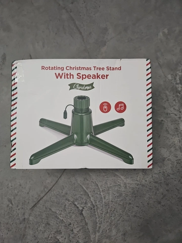 360 Grados Con Altavoz Giratorio Artificial Árbol de Navidad Soporte Verde Foto 3 de 4