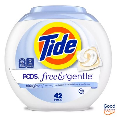 Tide Unscented Free & Gentle HE Cleaning Concentrated Laundry Detergent Pod 42ct
