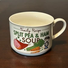 Fabulous Home Family Recipe Split Pea Ham Soup Bowl Cup Handle With Recipe