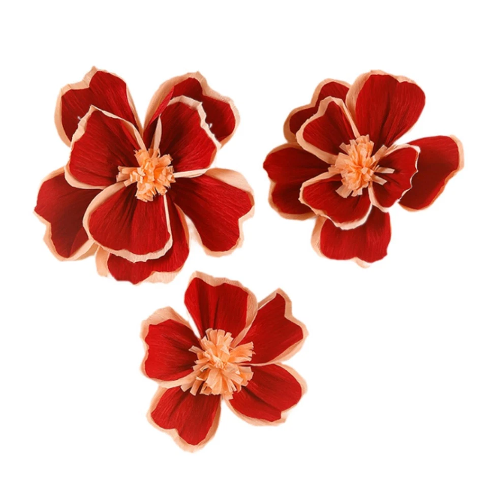 3x fleurs en papier décorations murales artificielles pour anniversaire - Photo 4/4