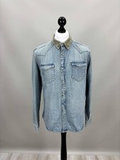 Mens denim jacket shirt All Saints Size S Color Blue Duties Paid USA