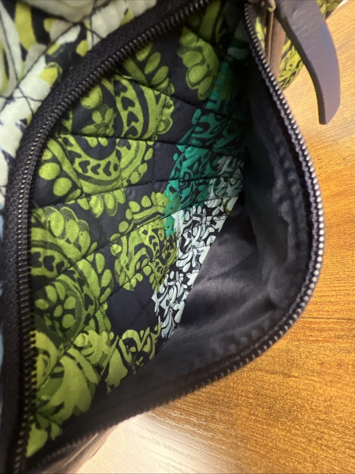 Bolso Vera Bradley Icónico Azul Verde Azul Marino Correas de Cuero ¡¡¡HERMOSO!!!! Foto 4 de 4