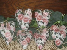 Cottage Decor 6 Hearts Bowl Fillers Handmade Dusty Pink Wreath Accents Garland