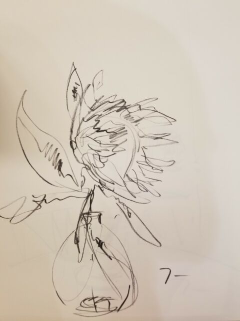 JOSE TRUJILLO - Sunflower NEW Original Charcoal on Paper Sketch Drawing 18X24