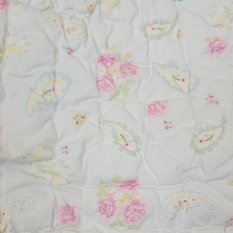 Pottery Barn Kids Quilted Pink Floral paisley Standard Sham Pillowcase 24"×25" - Image 3 of 4