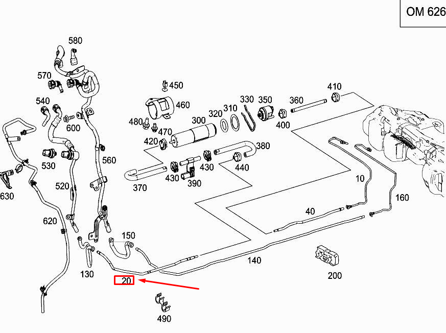 Fiche d'alimentation en carburant du moteur MERCEDES-BENZ C W205 A2054760801
