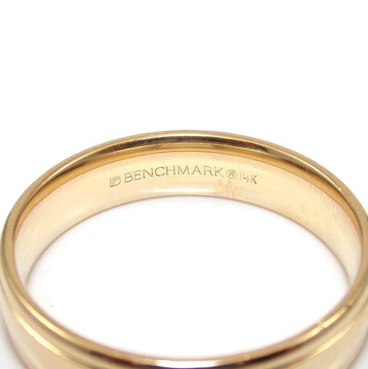 Benchmark 14K Yellow Gold Men's Wedding Band Ring Siz… Gem