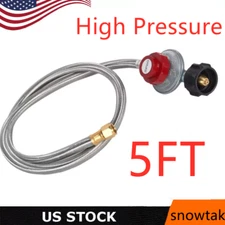 US 5FT High Pressure LPG Propane Gas Hose Regulator Adjustable Stainless Steel