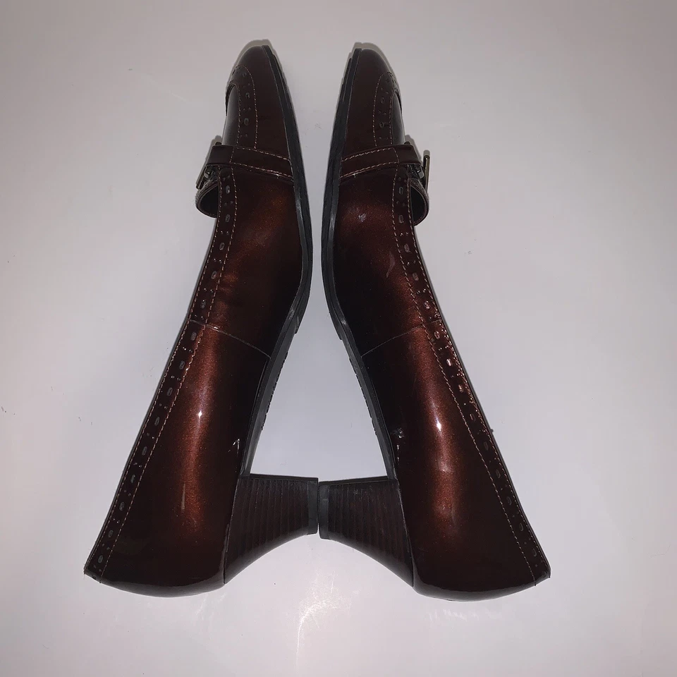 Liz Claiborne 闪亮金属色勃艮第 Kady 乐福鞋 带中跟鞋 Wmn 尺码 9.5 — 第 4/4 张图片