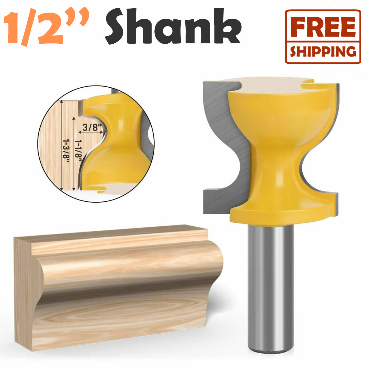 1pc 1/2 Shank Window Sill & Door Pull Edge Tools Router Bits ...