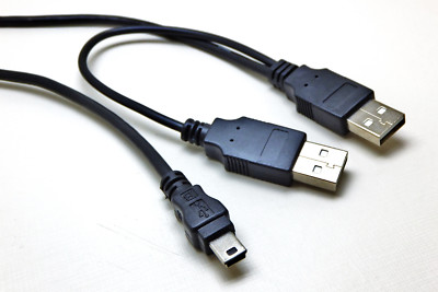 1 m High Speed USB Dual-Power Kabel, 2x USB-A auf 1x (5-Polig) mini-USB