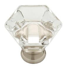  5 Pack 1-3/4 inch Faceted Acrylic Knob Clear with Satin Nickel