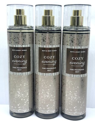 3-PACK BATH & BODY WORKS COZY EVENING FINE FRAGRANCE MIST 8 FL OZ EACH NEW!