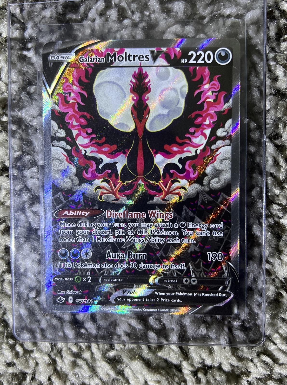 Pokemon Galarian Moltres V 177/198 Holo Alternate Alt Full Art Chilling