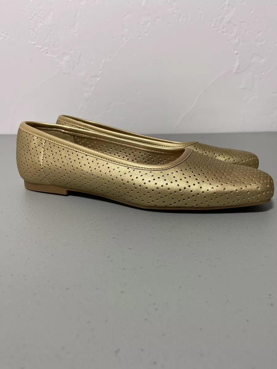 Nordstrom Rack Rkalba Gold Perforated Loafers Flats Slip On Women s 7.5M