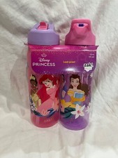 Disney Princess ZAK 2-Pack 20oz Leak-Proof Water Bottles BPA-Free Ariel Belle