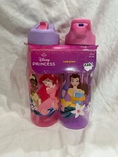 Disney Princess ZAK! 2-Pack 20oz Leak-Proof Water Bottles BPA-Free Ariel Belle