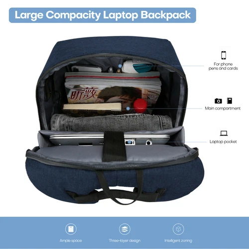 17" Oxford Anti-Diebstahl Laptop Rucksack Reise Business Schule Buchtasche mit USB-Anschluss - Bild 34 von 44