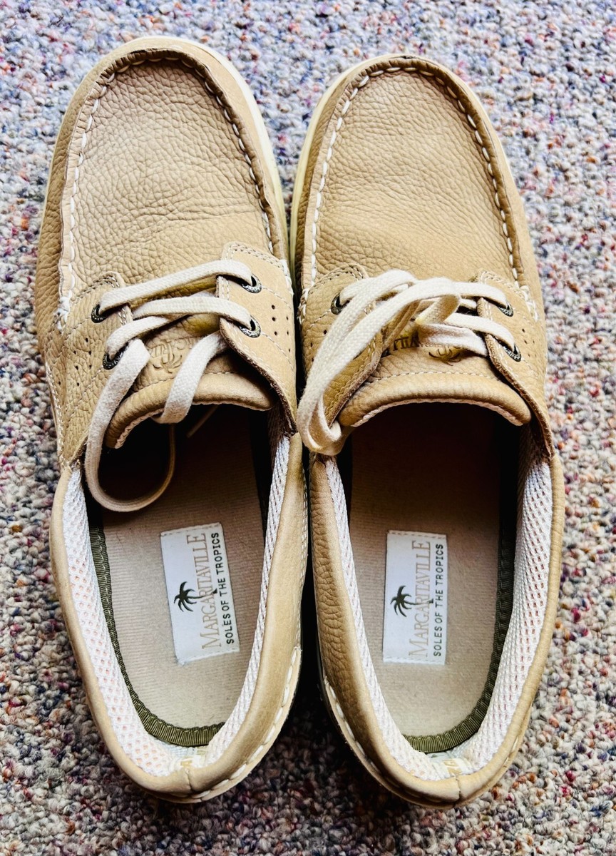 Margaritaville Men's Leather Soles of the Tropics Boat Shoes Tan Size 10.5.  | eBay
