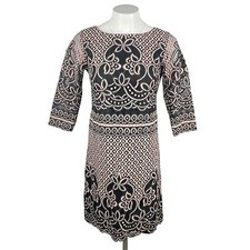 ELIZA J Lace Overlay Cocktail Sheath Dress Sz 4 Nude Pink Black