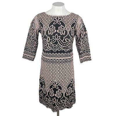 ELIZA J Lace Overlay Cocktail Sheath Dress Sz 4 Nude Pink Black | eBay