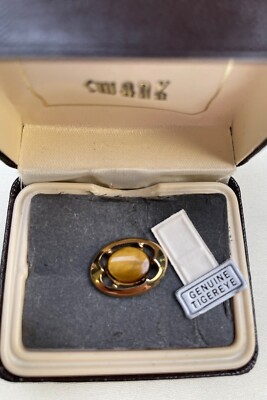 Vintage Swank Genuine Tiger Eye Tie Tack SKU 6339