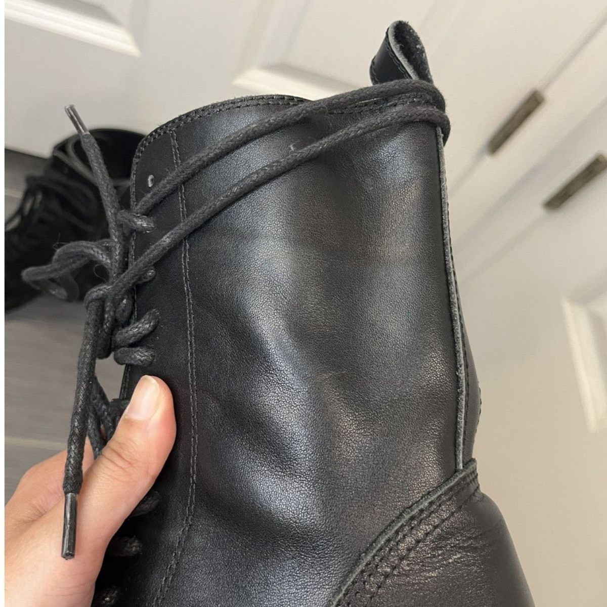 Ann Demeulemeester Heike Black Leather Lace & Zip Combat Boots