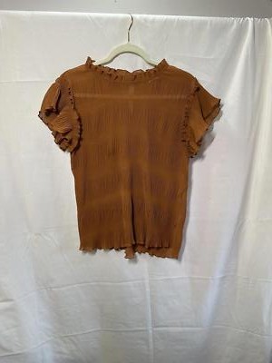 Chic Pleated Top by the River - Burnt Orange Color - Size L