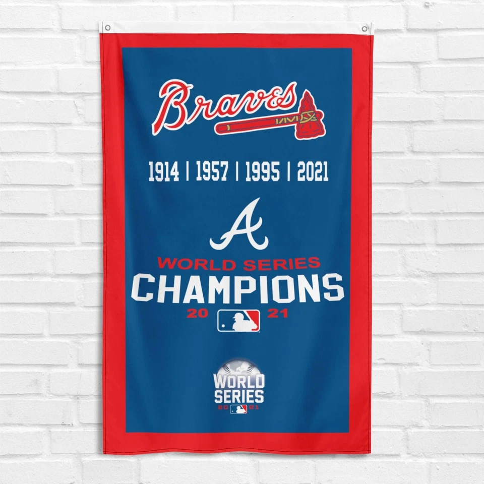 For Atlanta Braves Fans 3x5 ft Flag Baseball World Series Champions Banner - Image 2 of 4