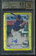 2020 Bowman Chrome Jhon Diaz Auto /75 BGS 9.5 Yellow Refractor RC Autograph Rays