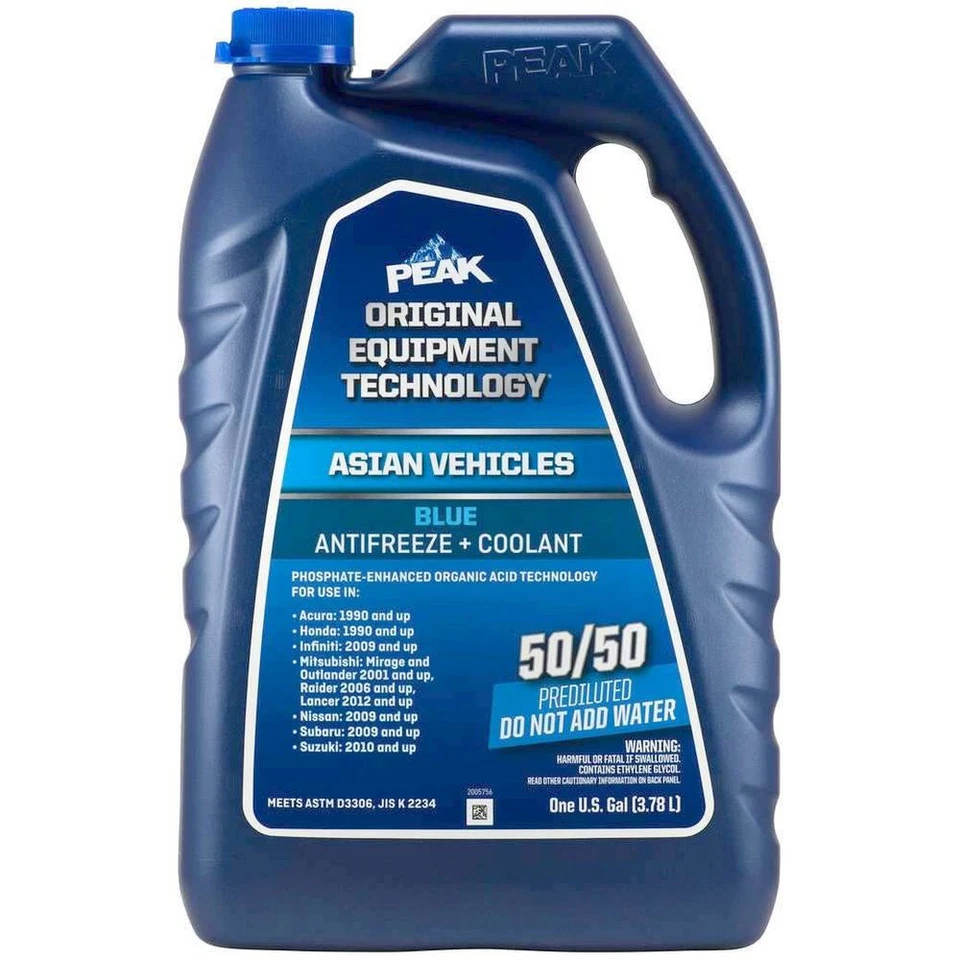 2 加仑 PEAK 亚洲蓝色发动机冷却液防冻液 适用于 ACURA HONDA HYUNDAI — 第 4/4 张图片