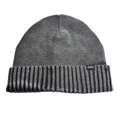 Levis Mens Sherpa Lined Cuffed Knit Beanie Hat Charcoal Gray Black One Size OS