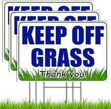 3 PC Keep Off Grass Signs for Yard, 8x12 DS Coroplast No inches, Green
