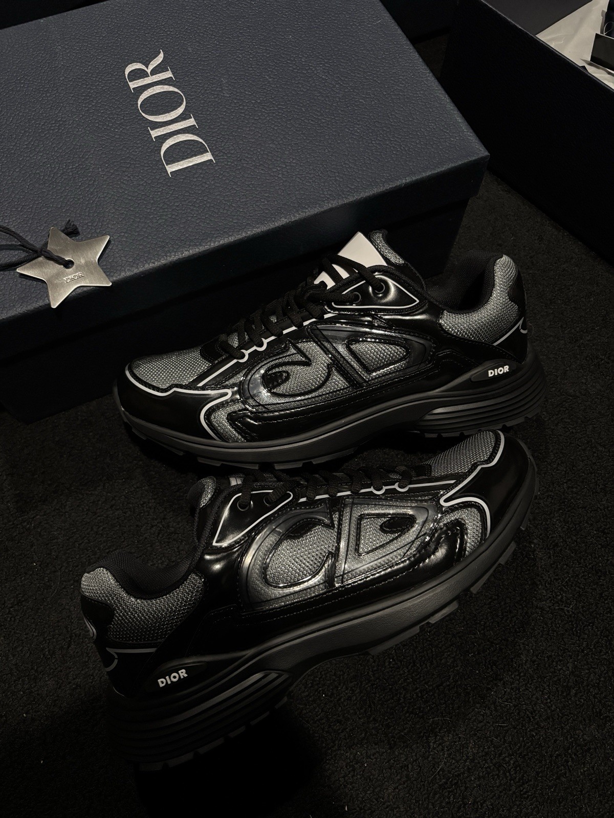 Dior B30 Black Mesh Sneakers New Authentic