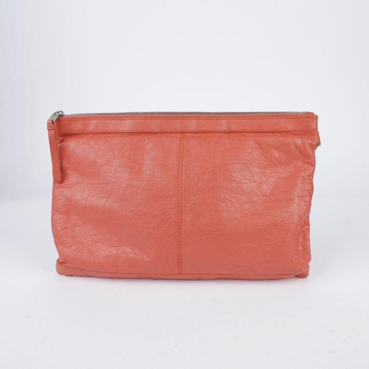 Balenciaga Large Orange Leather Clip Clutch Bag 273023