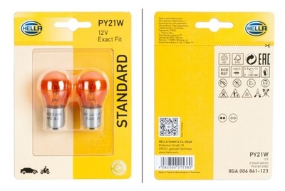 HELLA 2x Glühlampe Blinkleuchte 8GA 006 841-123/2x PY21W Halogen 12V 21W für VW