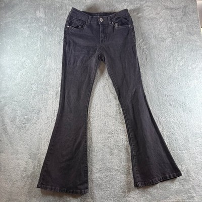 Blue Savvy Black Flare Bell Bottom Jeans High Rise Size 5/27 Stretch Denim