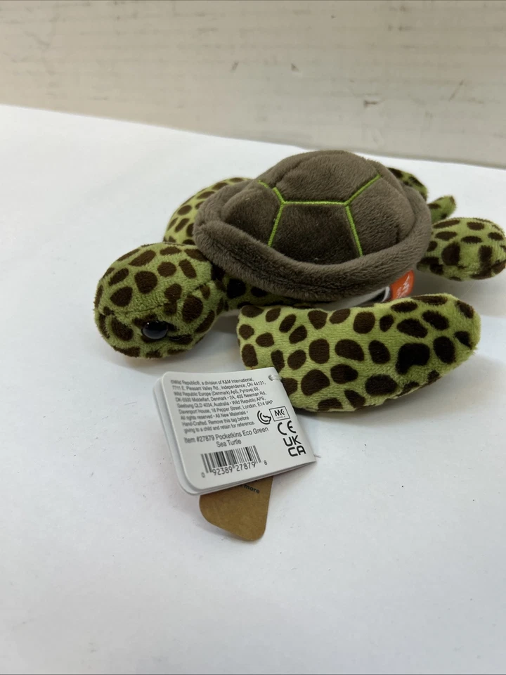 Juguete de peluche Wild Republic CK Lils tortuga marina verde 6" sin usar nuevo con todas las etiquetas NF Foto 3 de 4
