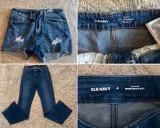 Old Navy Women's Straight High-Rise Blue Denim Jeans, Size 4 Regular