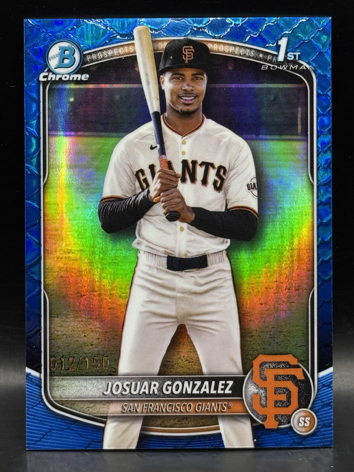 2025 Bowman Chrome Josuar Gonzalez Reptilian Blue Refractor 1st Prospect #/150