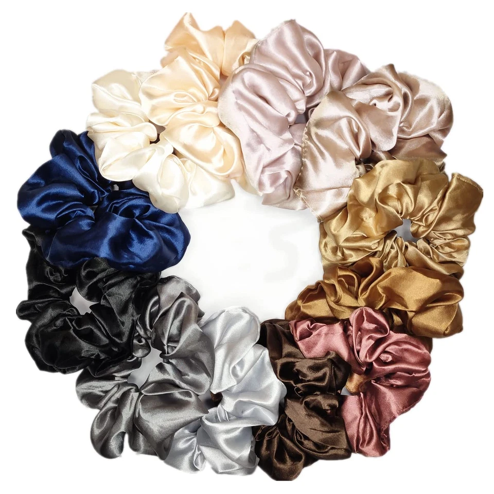 12 Pcs Satin Silk Scrunchies Soft Hair Ties Fashion Hair Bands Hair Bow Ropes El - Image 4 of 4