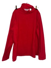 Lands End Women s Red Fleece Quarter Zip Size Large 14-16