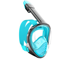 QingSong Kids Snorkel Mask Full Face Set with Camera Mount - Aqua